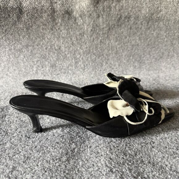 ZALO Floral Slip-On Pointed Toe Kitten Heel Leather Upper 8.5M Rose Appliqués - Picture 3 of 7